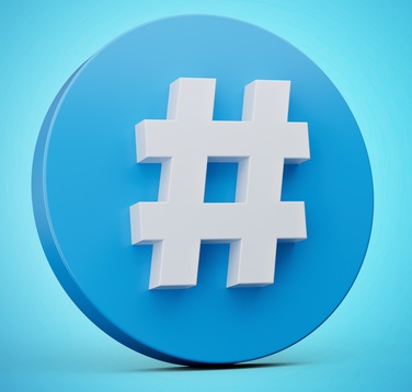 3d Hashtag symbol Icon on blue circle 